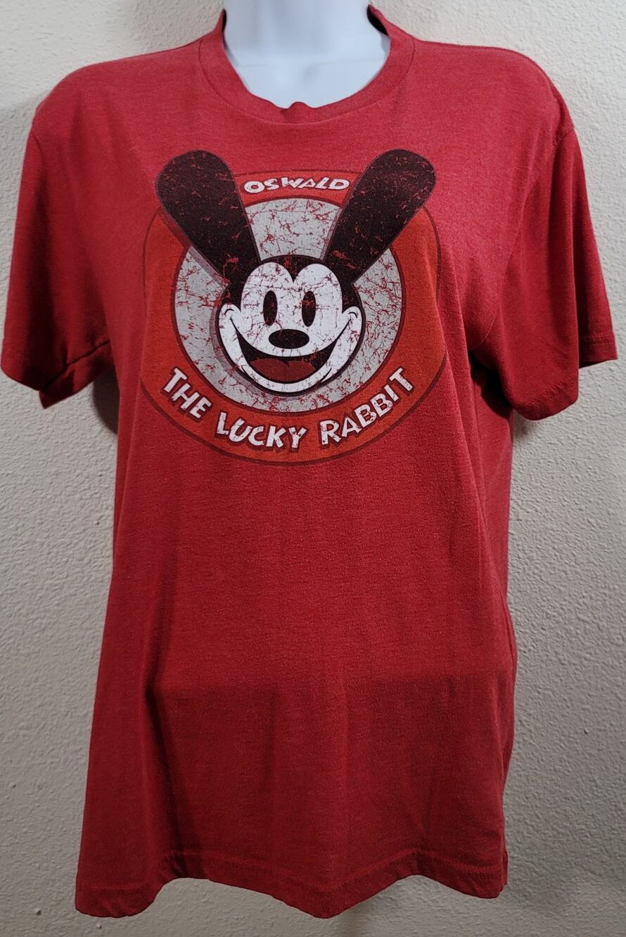 Disneyland Red Oswald The Lucky Rabbit Graphic Shirt Small Distressed Logo Soft